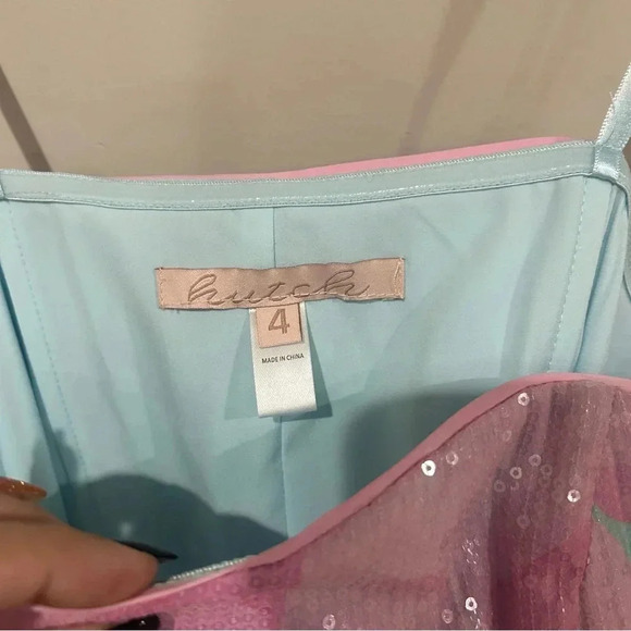 HUTCH Polly Sequin Dress Aqua Neon Size 4 NWT - Picture 3 of 5